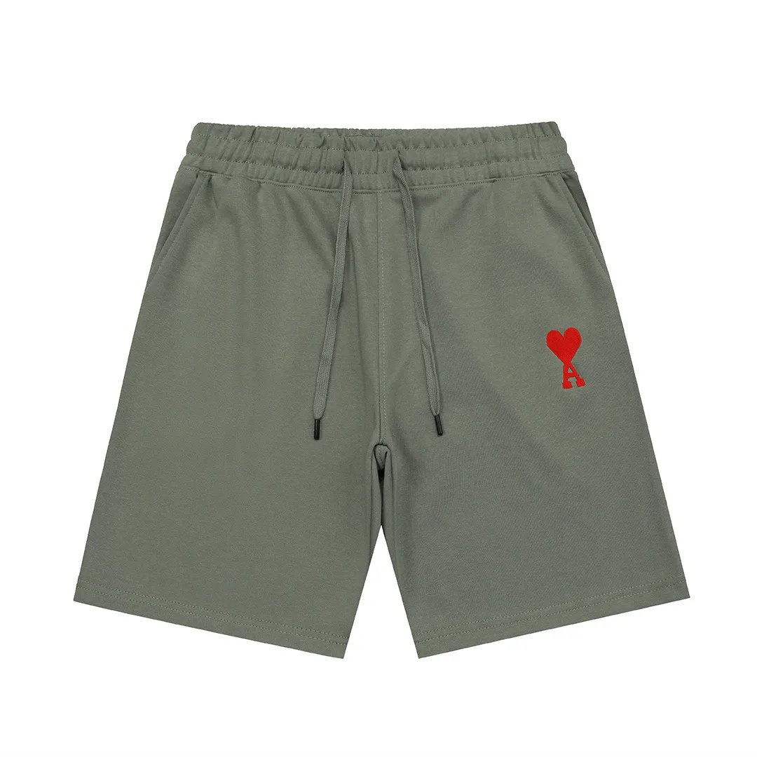 AMI 2026New Arrival Imported machine-embroidered love letter logo, essential for daily commuting for men and women Casual shorts ·Customized milk silk cotton fabric ·Imported machine embroidery technology ·Waist label, hangtag, three wash marks complete Color: Grass Green Sizes: XS S M L